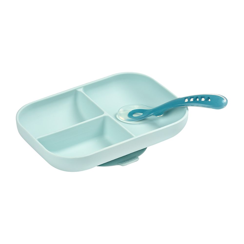 Beaba Silicone Suction Divided Plate with 2nd Stage Spoon