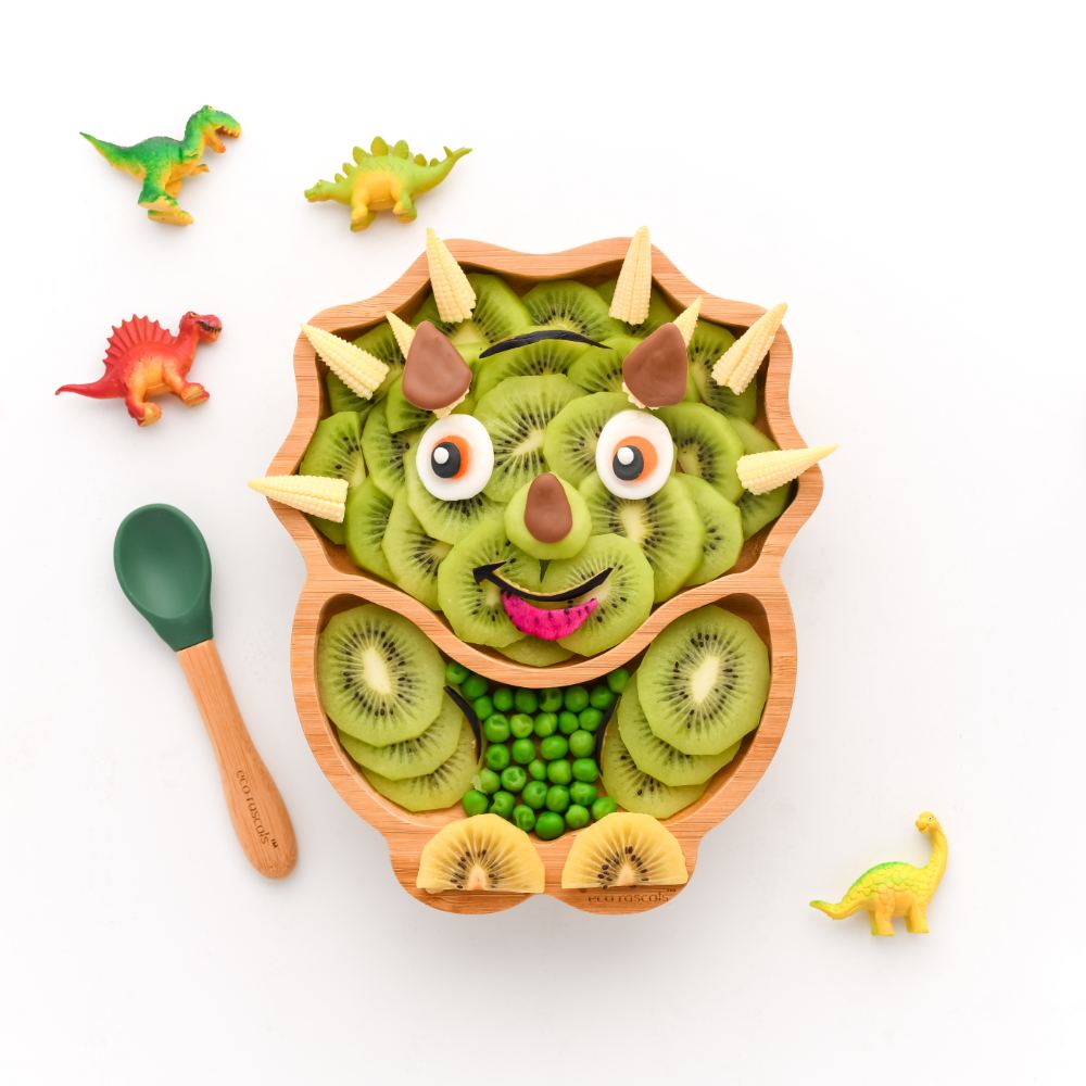 Bamboo Dinosaur Suction Plate Green