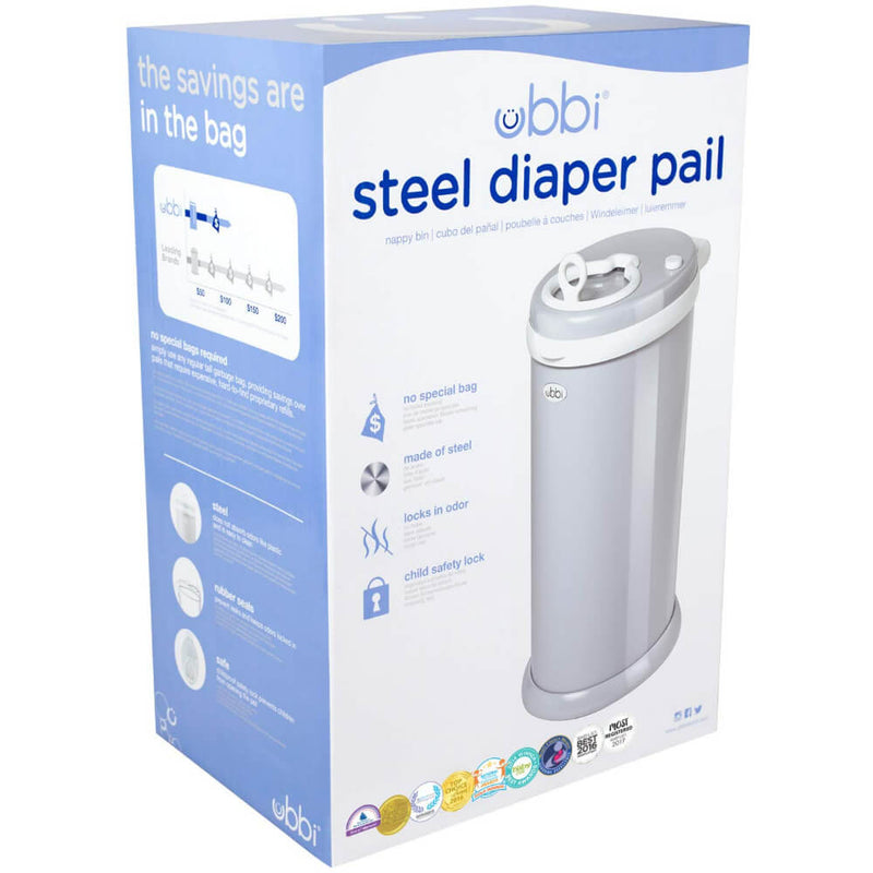 Ubbi Steel Odor Locking Diaper Pail - Grey