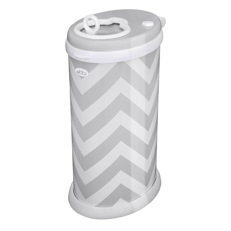 Ubbi Steel Odor Locking Diaper Pail - Grey/Chevron