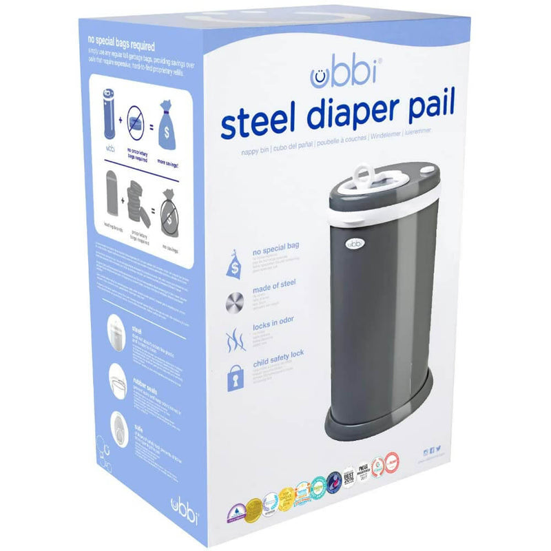 Ubbi Steel Odor Locking Diaper Pail - Slate