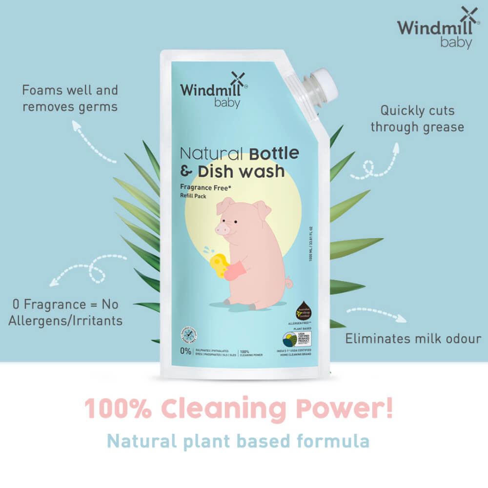 Windmill Baby Natural Bottle & Dish Wash Refill Pack - 1000 ml