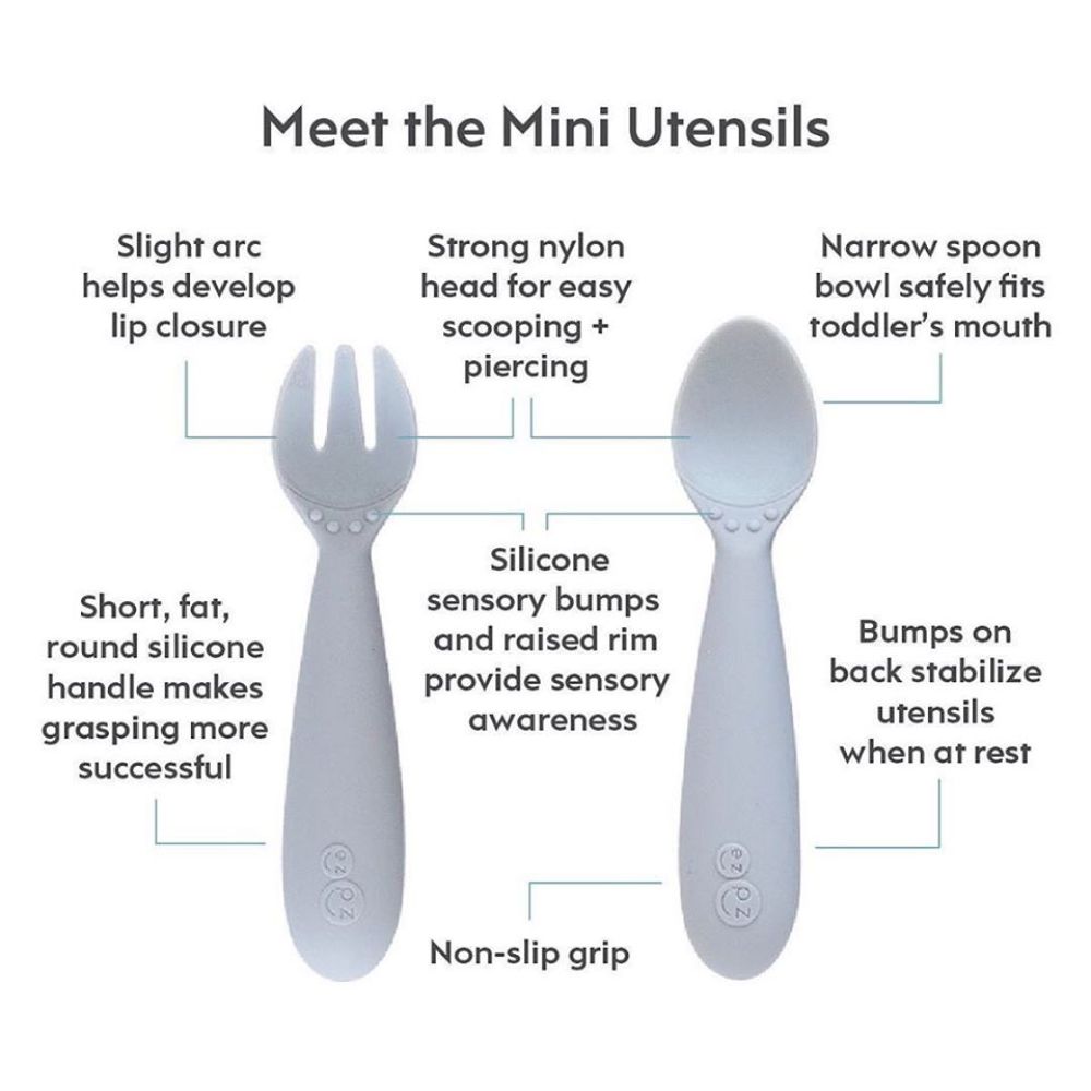 ezpz Mini Utensils for Toddlers (Spoon & Fork)