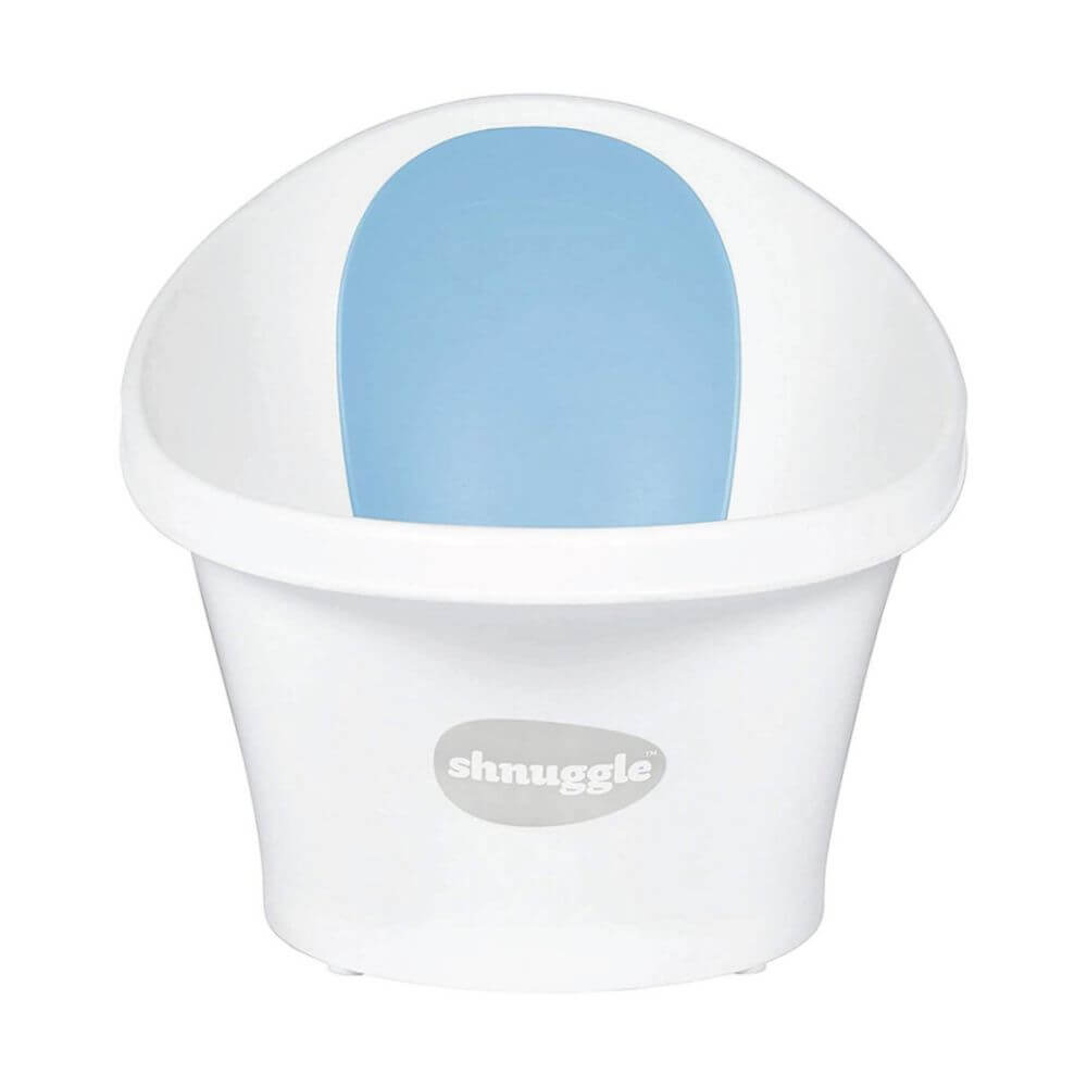 Baby Bath with Plug - White/Blue