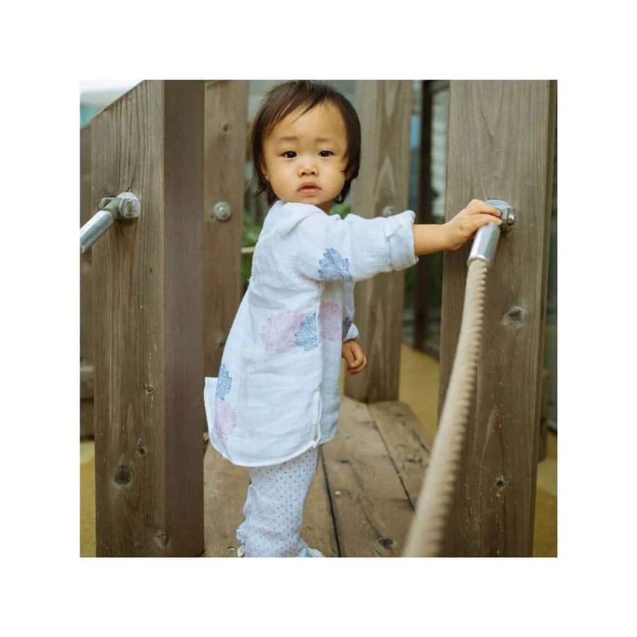 Dulaar Organic Muslin Kurta Pyjama Set Hand-Block Printed - Lotus Blooms