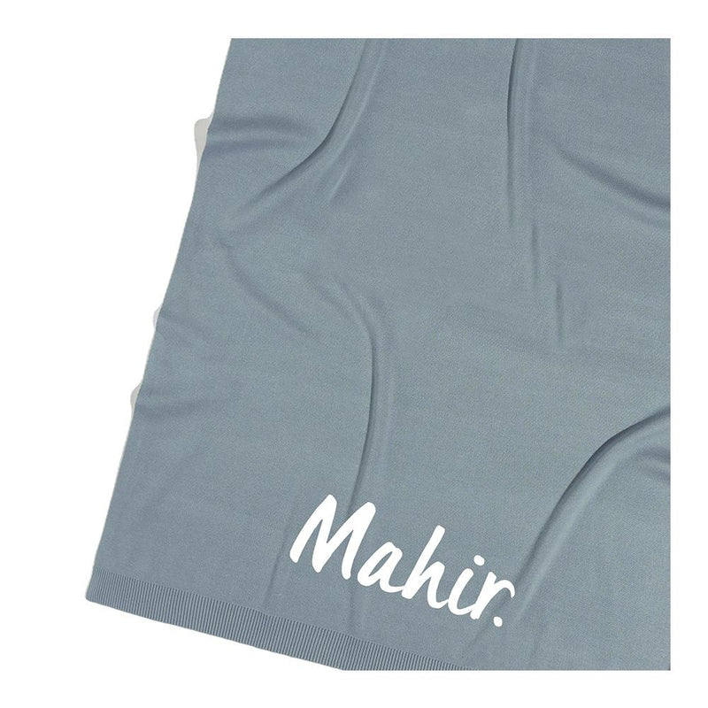 Stone Blue Personalized Organic Cotton Knitted Blanket for kids