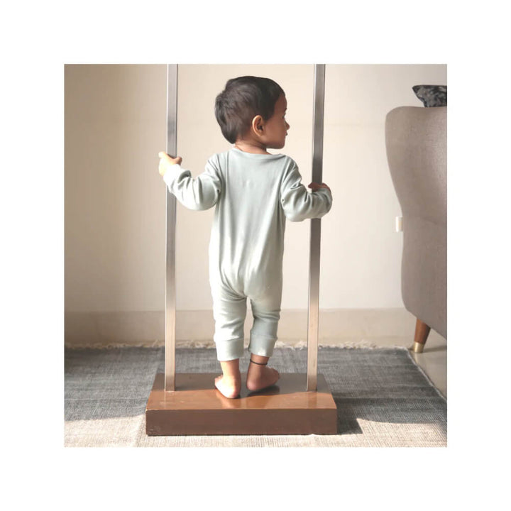 Dulaar Organic Ribbed Cotton Bodysuit - Natural Sage