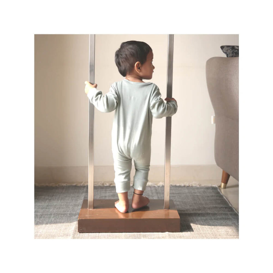 Dulaar Organic Ribbed Cotton Bodysuit - Natural Sage