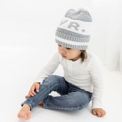 Grey Chunky Cotton Knitted Personalized Beanies