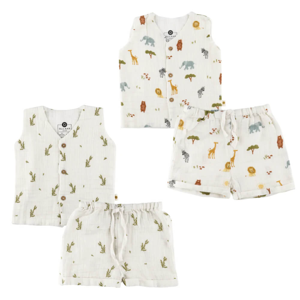 Dulaar Organic Muslin Vest &amp; Shorts Set (Set of 2)