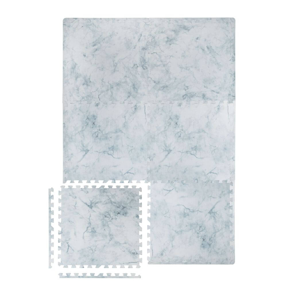 Interlocking Puzzle Mat Marble Print Grey