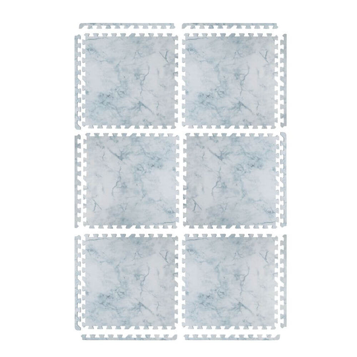 Interlocking Puzzle Mat Marble Print Grey