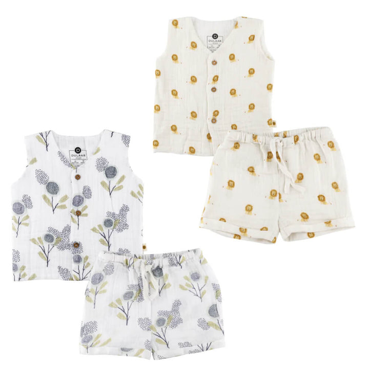 Dulaar Organic Muslin Vest &amp; Shorts Set (Set of 2)