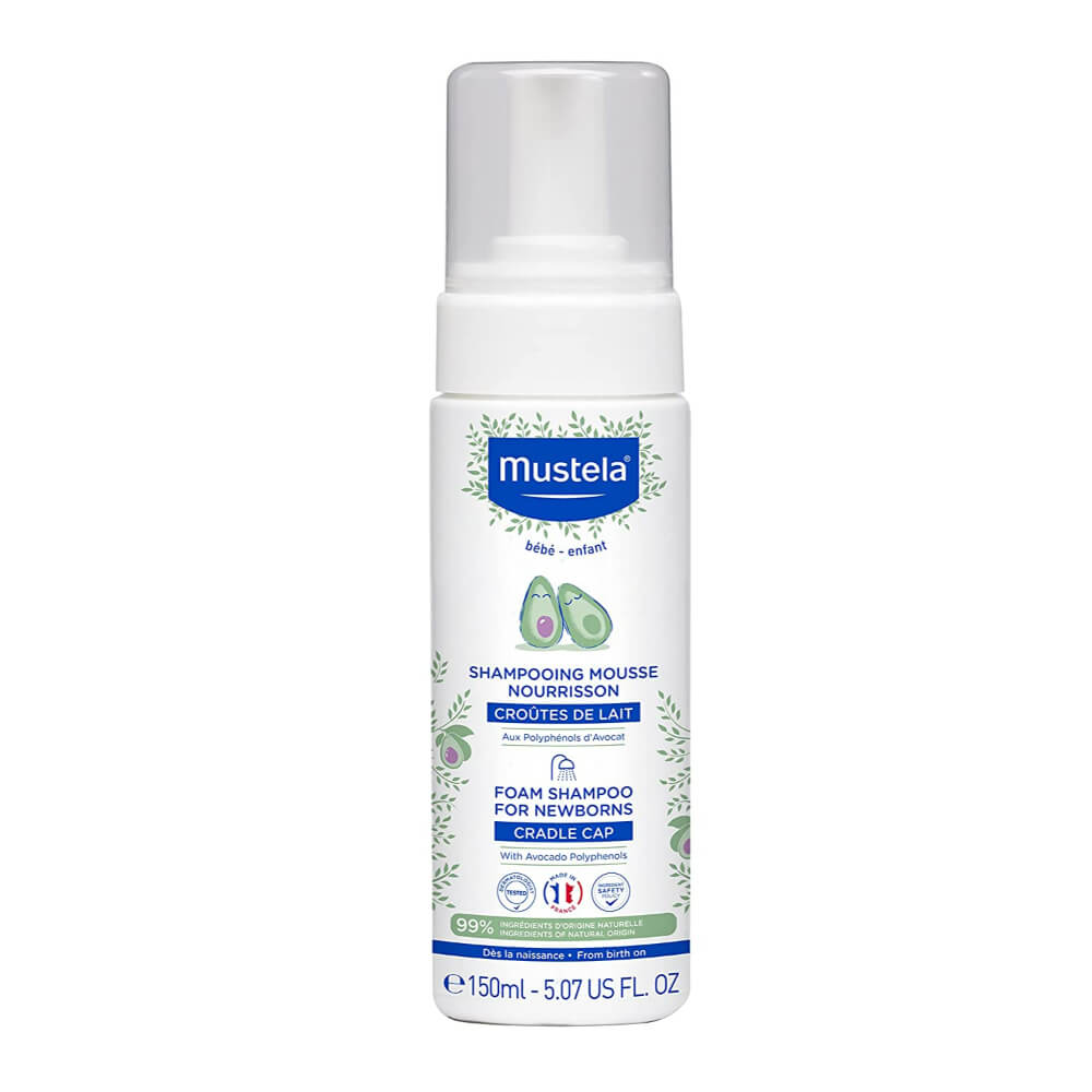 Mustela Cradle Cap Foam Shampoo for Newborn with Natural Avocado