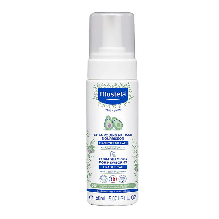 Mustela Cradle Cap Foam Shampoo for Newborn with Natural Avocado