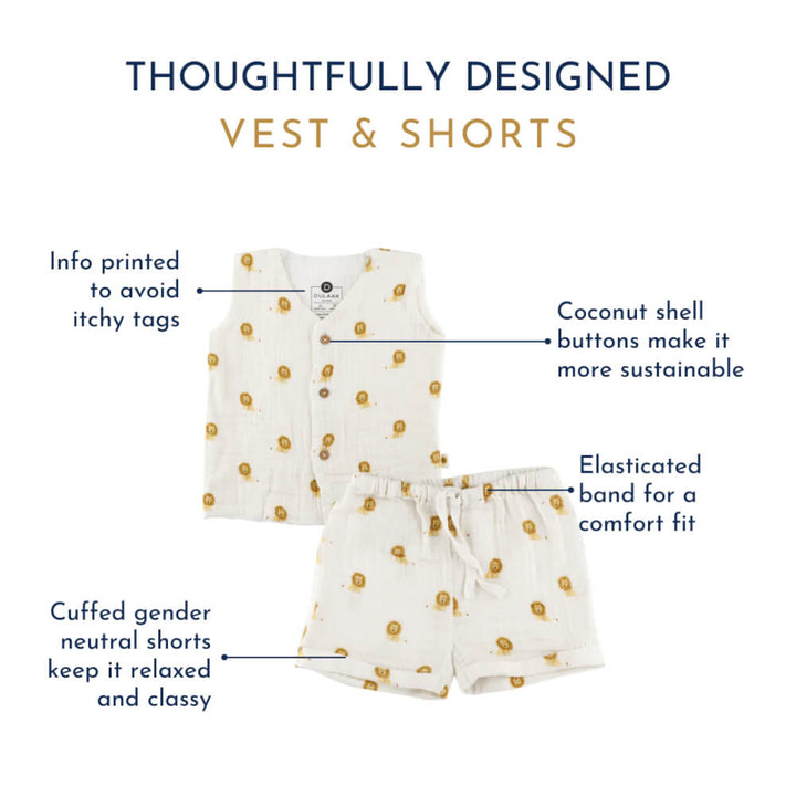 Dulaar Organic Muslin Vest &amp; Shorts Set (Set of 2)