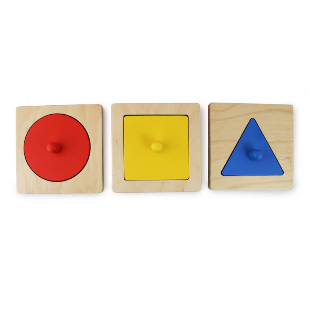 Montessori Wooden Shapes Peg Puzzle - Set of 3