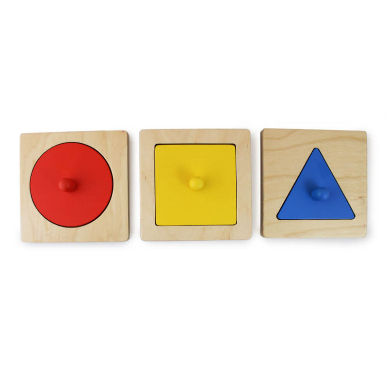 Montessori Wooden Shapes Peg Puzzle - Set of 3