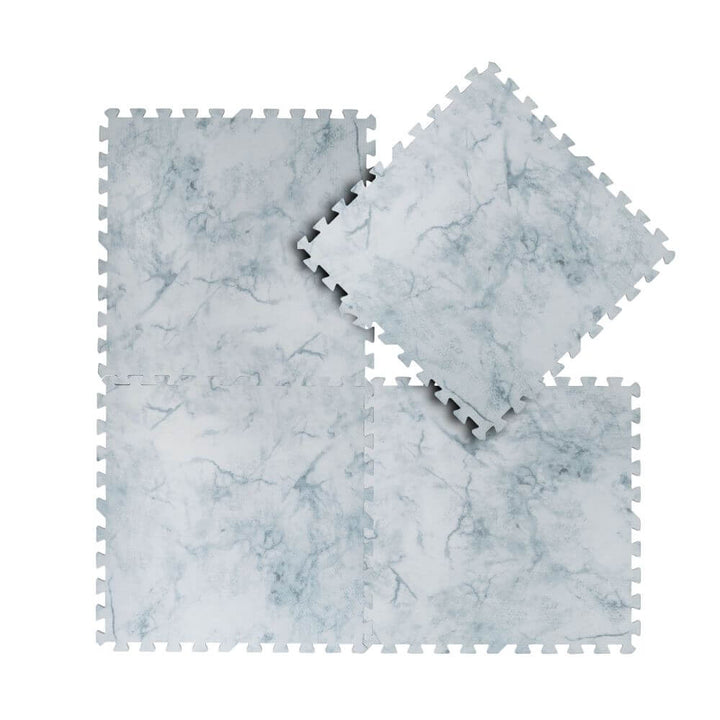 Interlocking Puzzle Mat Marble Print Grey