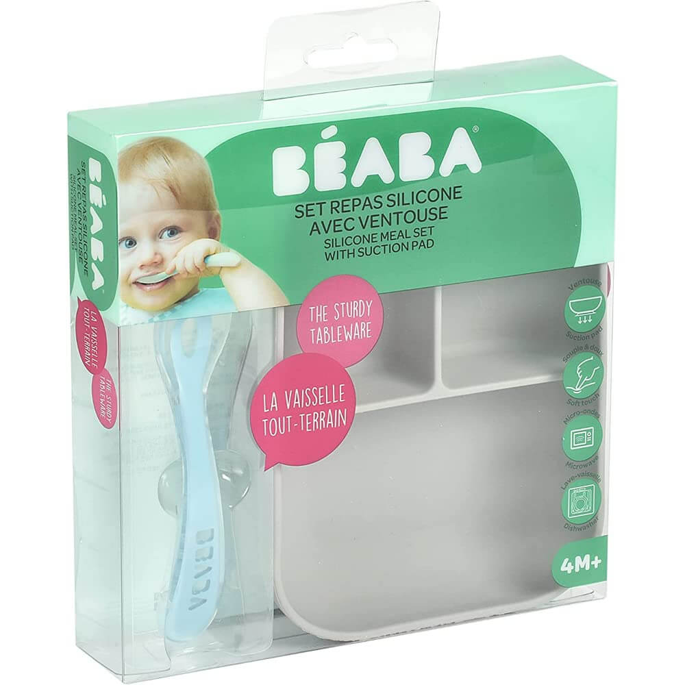 Beaba Silicone Suction Divided Plate with 2nd Stage Spoon