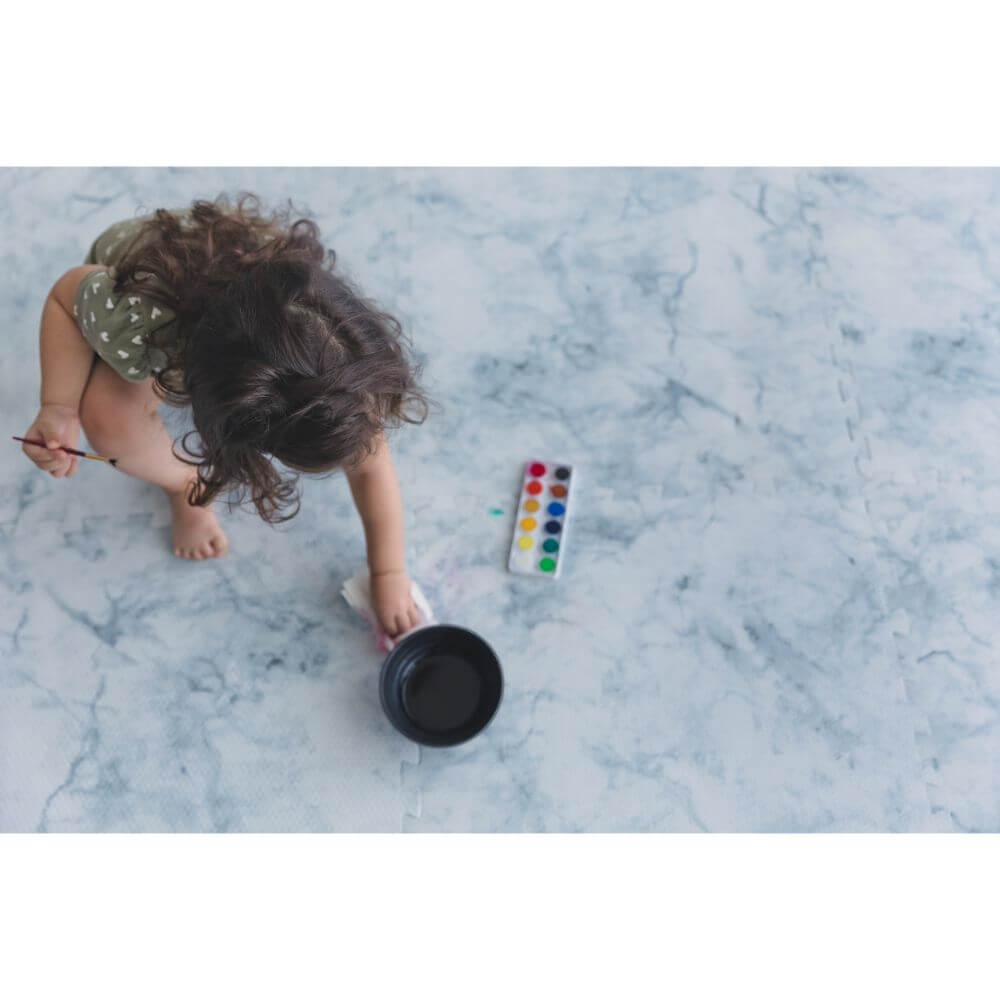 Interlocking Puzzle Mat Marble Print Grey