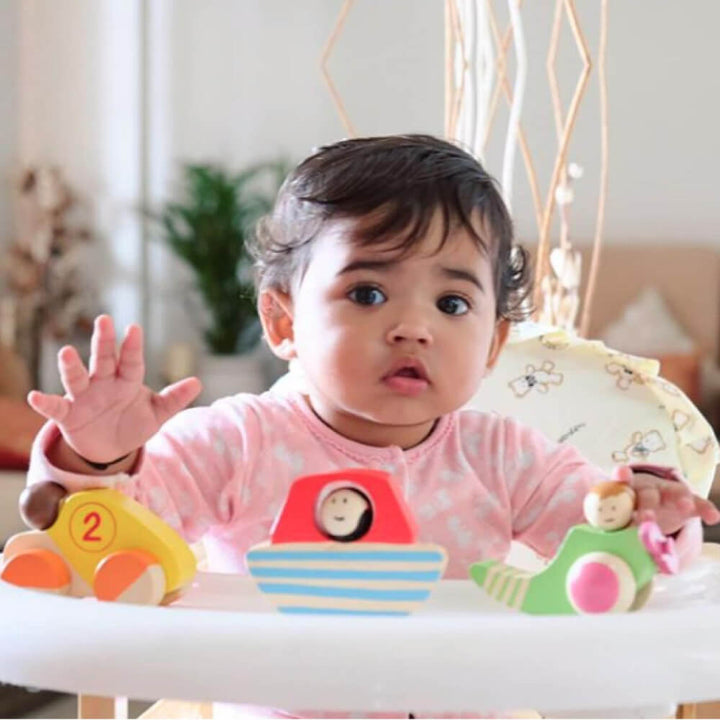 Wooden Vehicle Set- Car, Boat And Helicopter