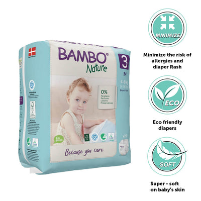 Bambo Nature Skin Friendly Tape Diapers - Medium (4-8 kgs)