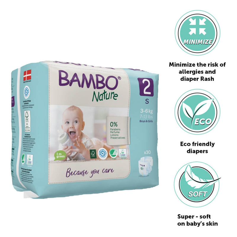 Bambo Nature Skin Friendly Tape Diapers - Small (3-6 kgs)