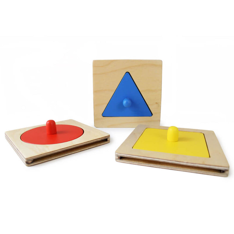 Montessori Wooden Shapes Peg Puzzle - Set of 3