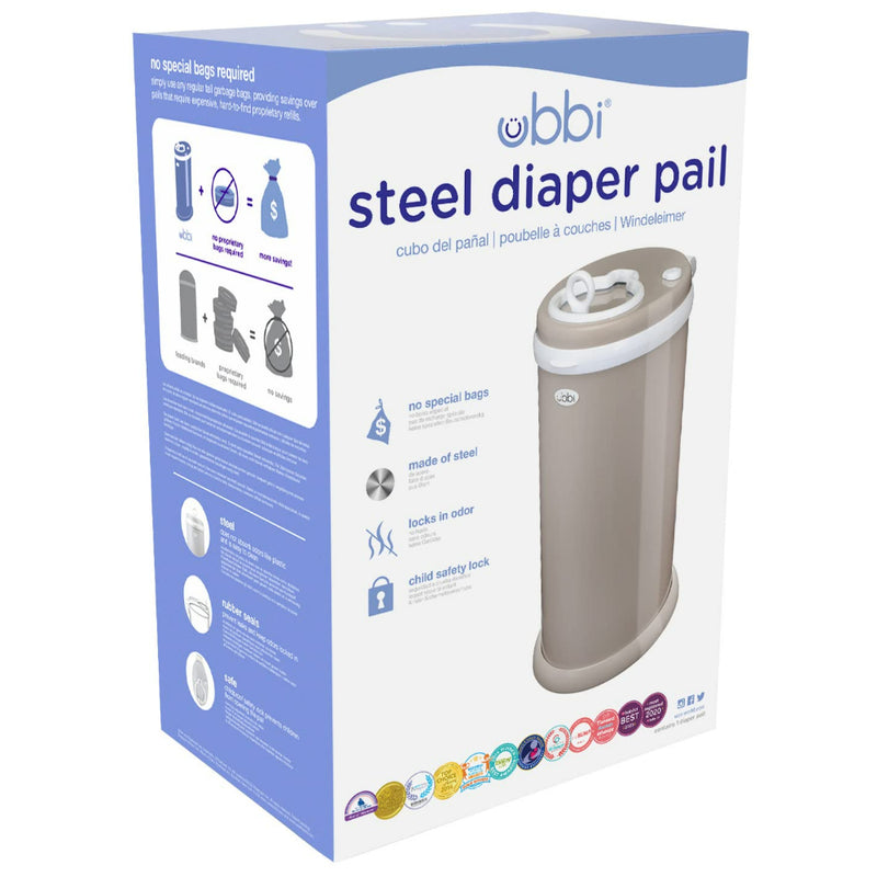 Ubbi Steel Odor Locking Diaper Pail - Taupe