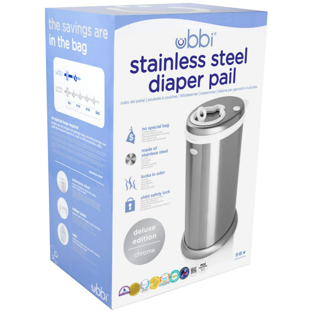 Ubbi Steel Odor Locking Diaper Pail - Silver