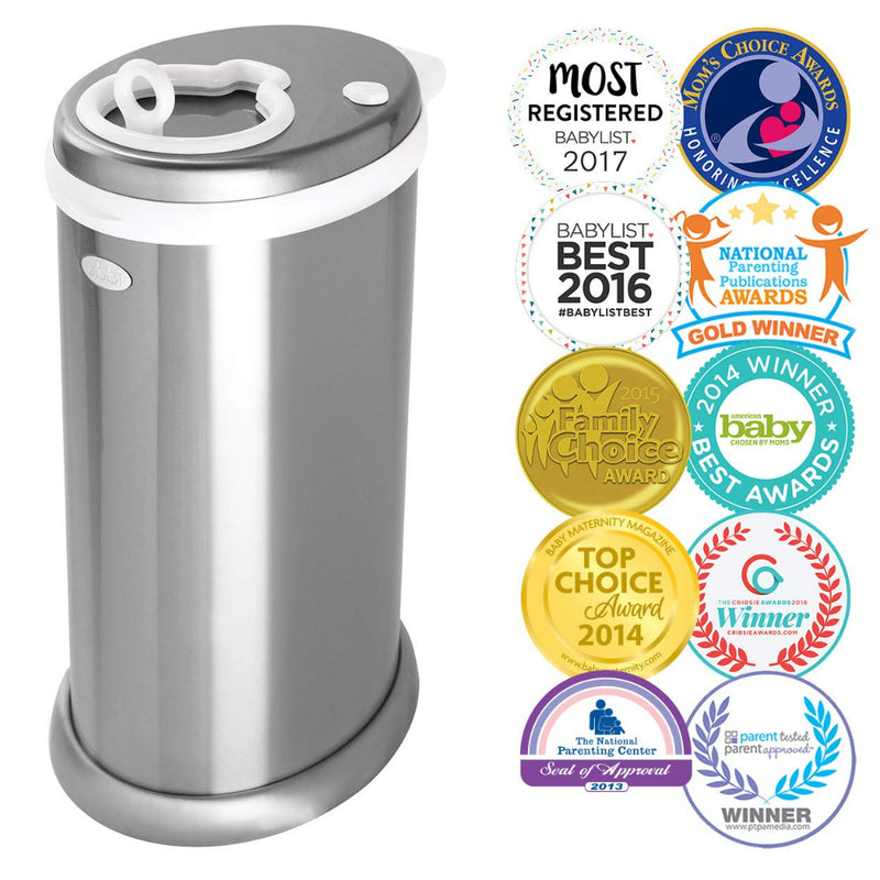 Ubbi Steel Odor Locking Diaper Pail - Silver