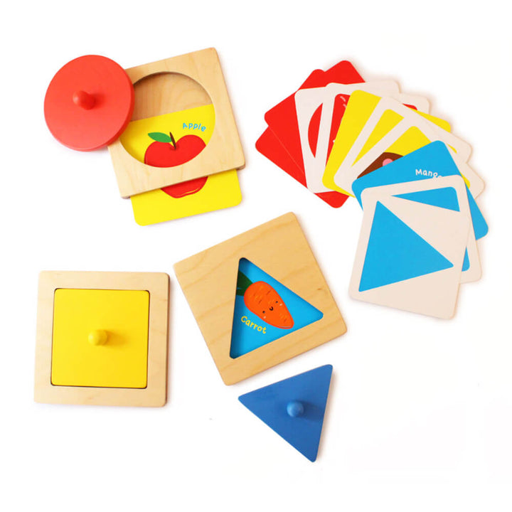 Montessori Wooden Shapes Peg Puzzle - Set of 3