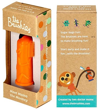 The Brushies, BPA Free Silicone Finger Toothbrush - Momo The Monkey