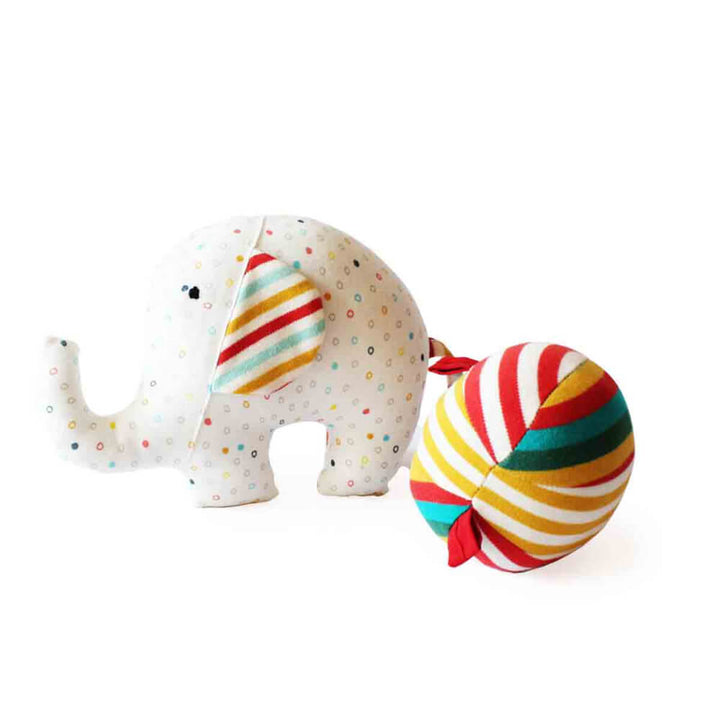 Ele and Ball Rattle Organic Plush Toy