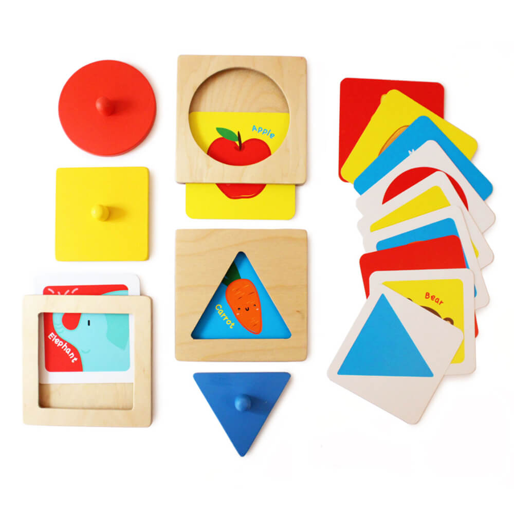 Montessori Wooden Shapes Peg Puzzle - Set of 3