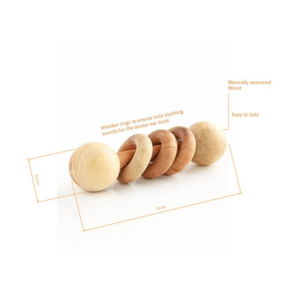 Ariro Wooden Rattle Dumbbell with Rings