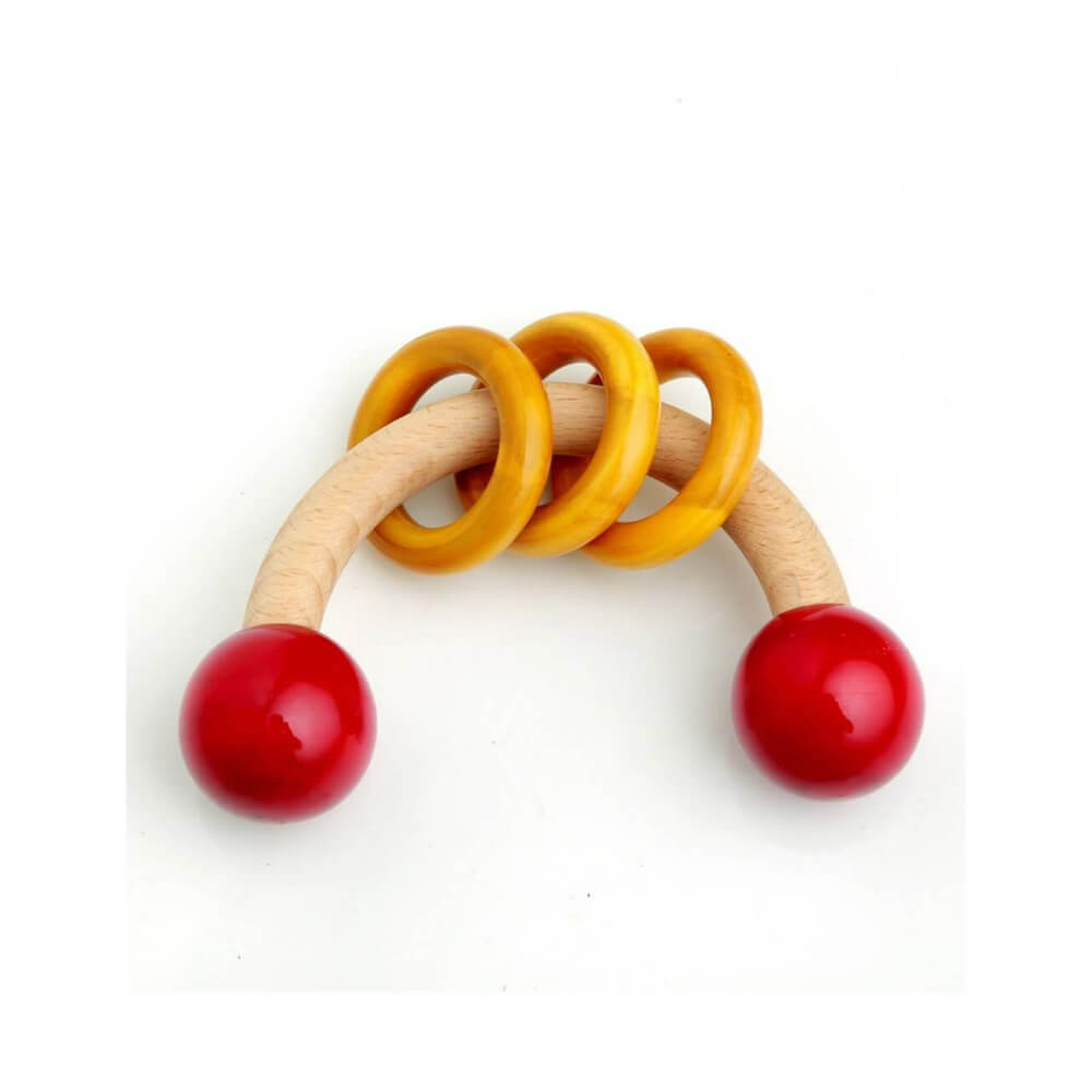 Ariro Wooden Curvy Rattle with Rings