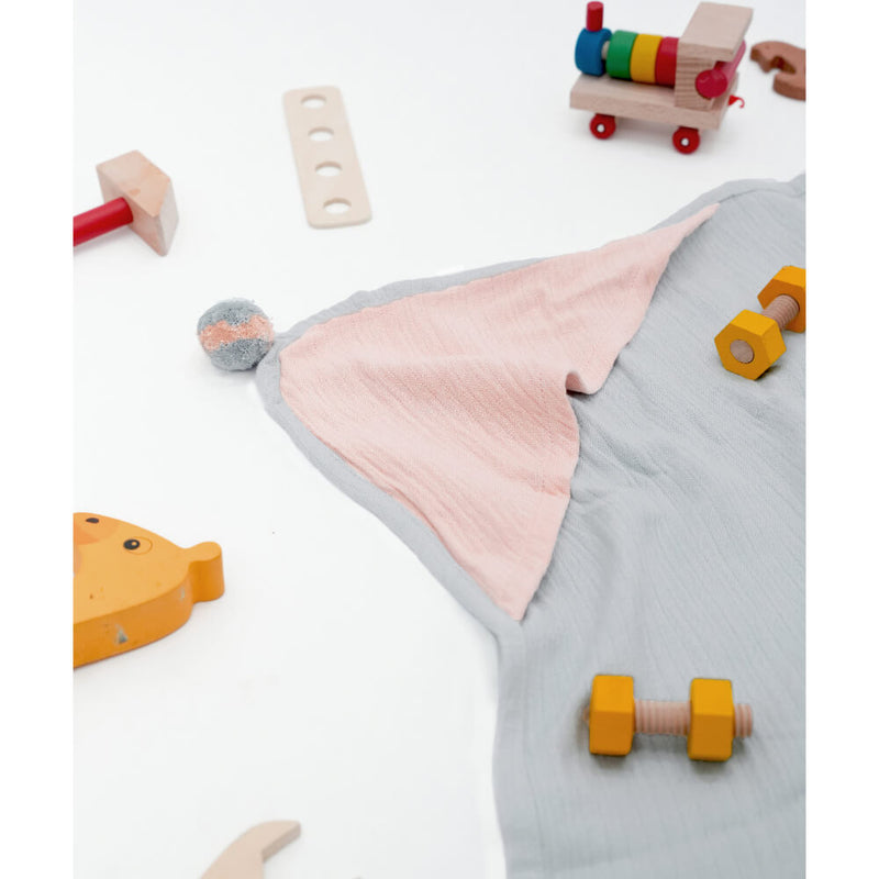 Musa Double Cloth Hooded Baby Towel Colorblock - Morning Mist