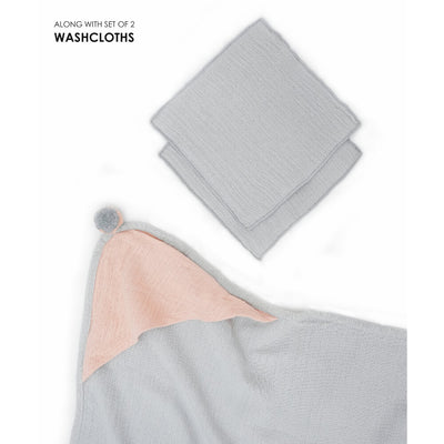 Musa Double Cloth Hooded Baby Towel Colorblock - Morning Mist