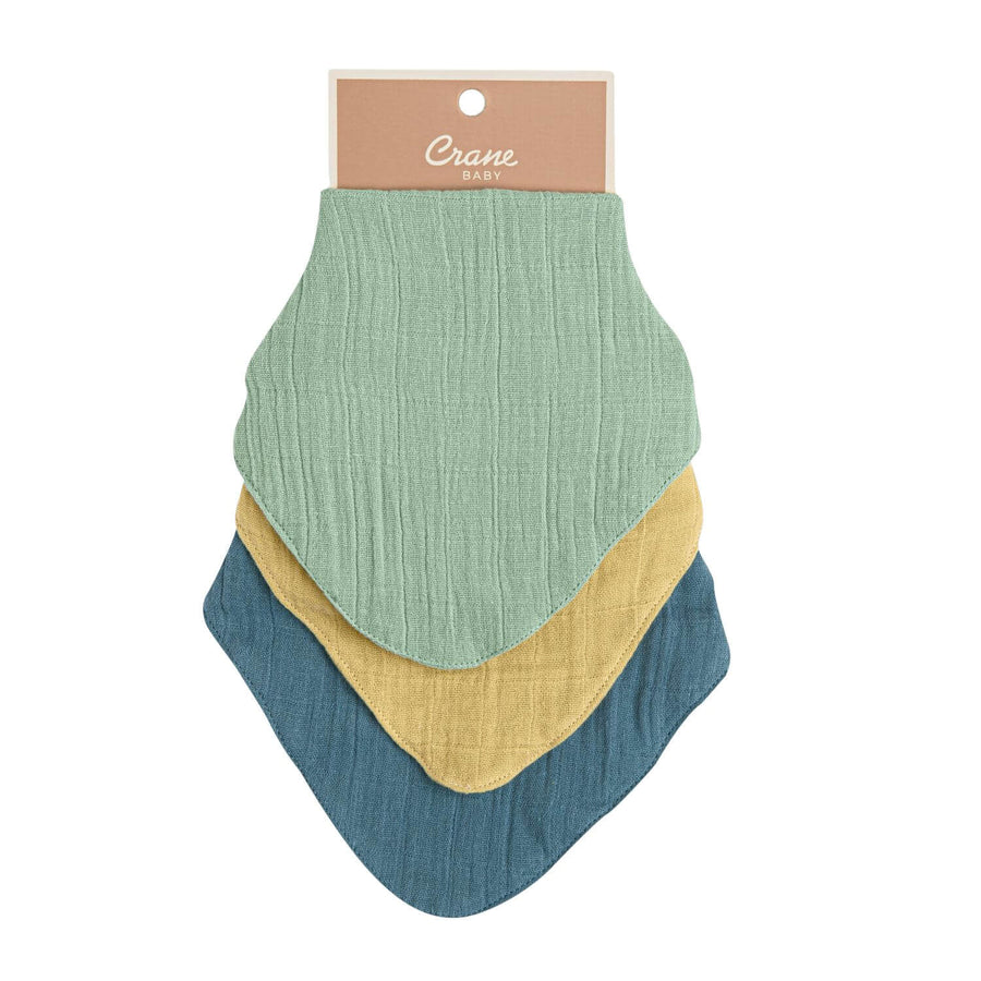 Crane Baby Muslin Bib Set - Deep Blue