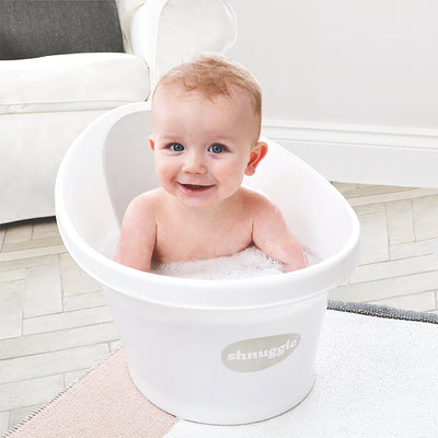Baby Bath with Plug - White/ Pastel Grey
