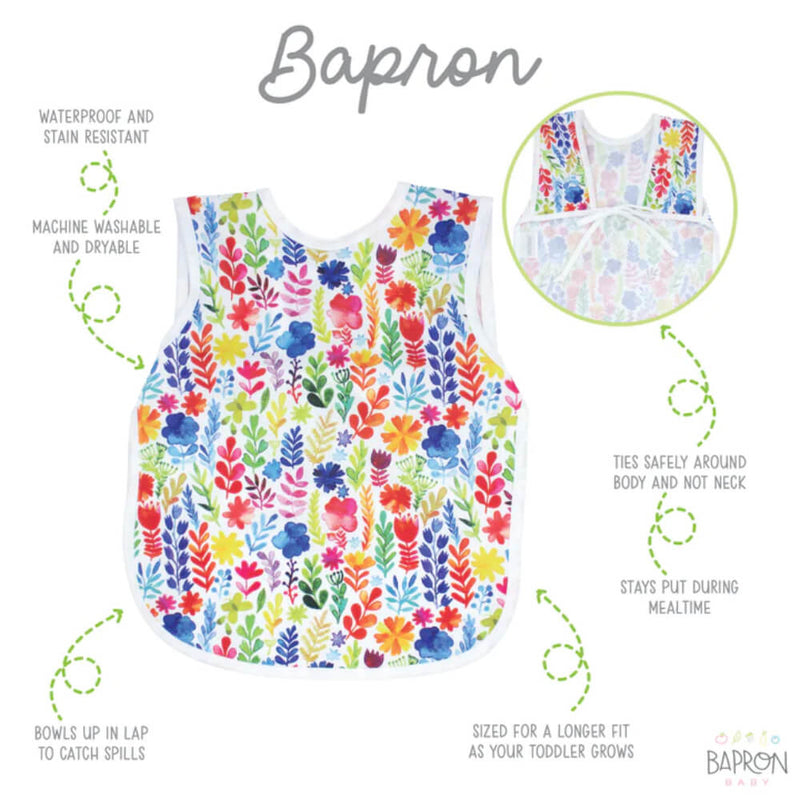 BapronBaby Rainbow Watercolour Floral BPA Free Bib + Apron