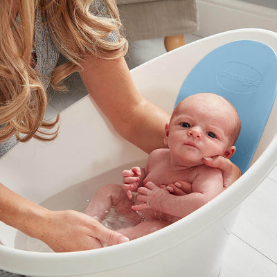 Baby Bath with Plug - White/Blue