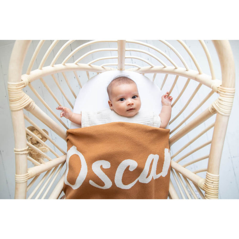 Organic Cotton Knitted Blanket: Brown Sugar & Coconut