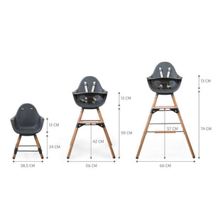 Childhome Evolu One.80° Rotating Highchair (50-75 Cm/*90 Cm) - Natural/Anthracite