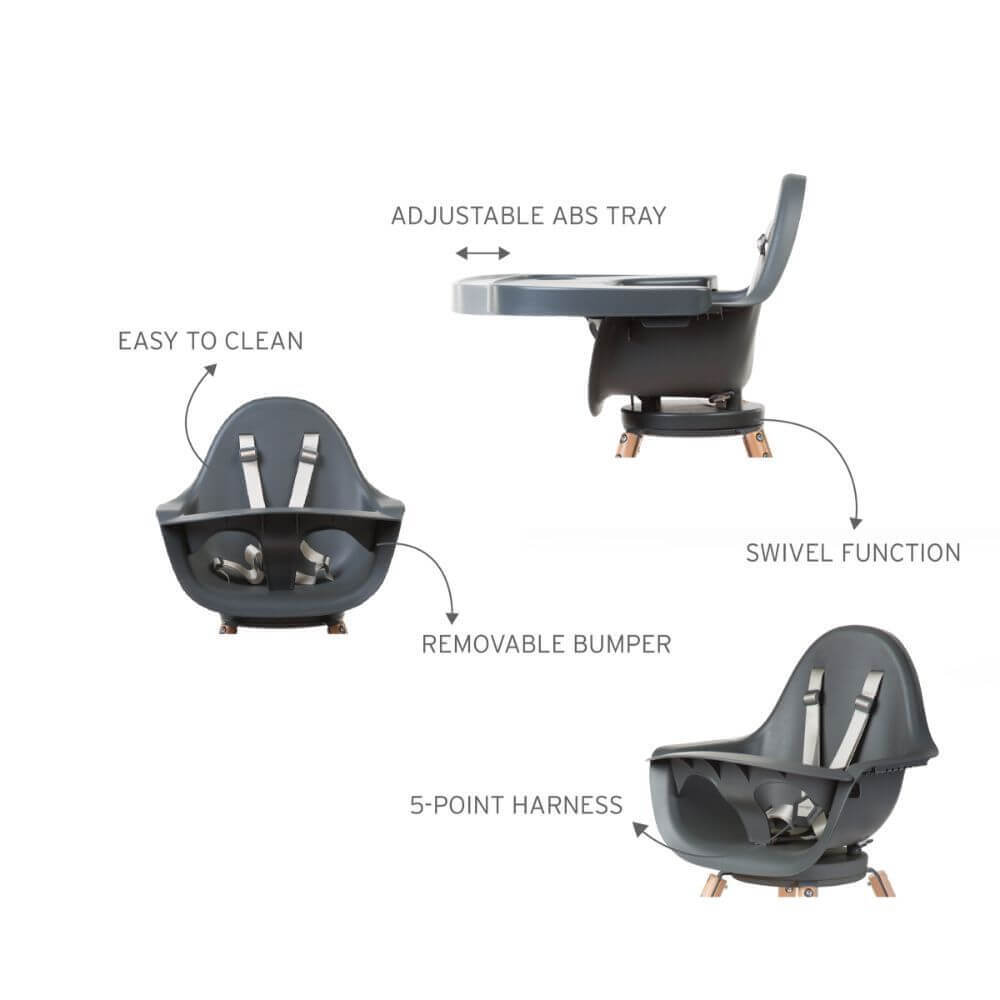Childhome Evolu One.80° Rotating Highchair (50-75 Cm/*90 Cm) - Natural/Anthracite