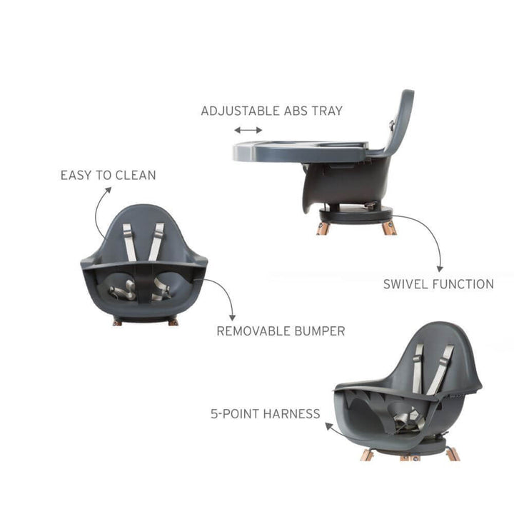 Childhome Evolu One.80° Rotating Highchair (50-75 Cm/*90 Cm) - Natural/Anthracite