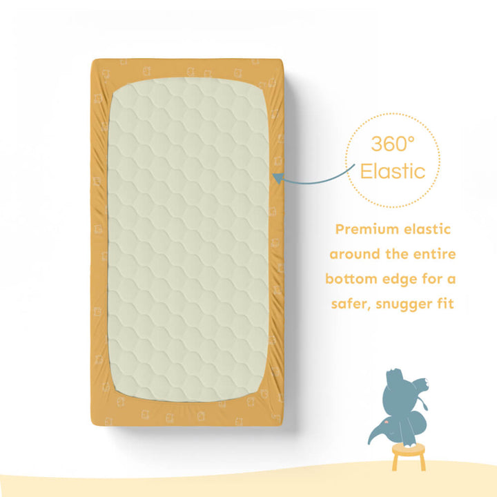 Fitted Cot Sheet - Elephant