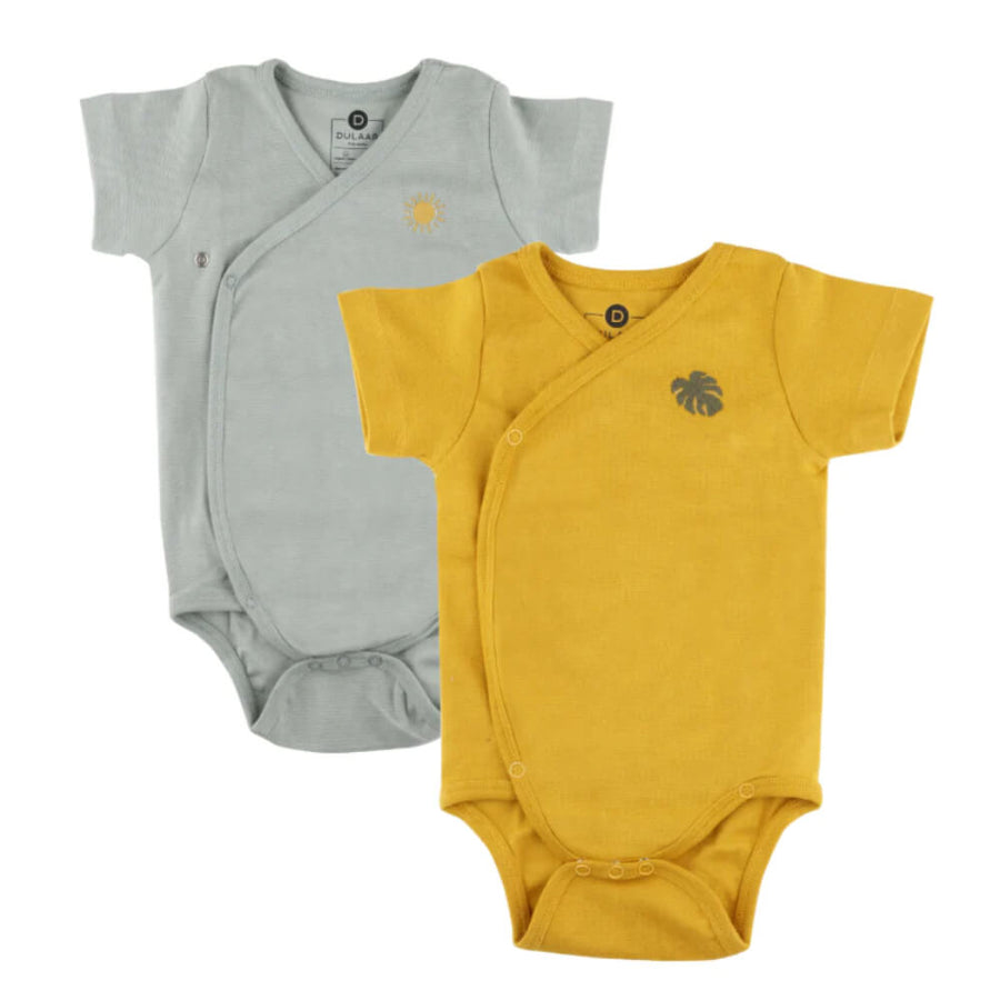 Dulaar Organic Ribbed Cotton Onesie (Set of 2)